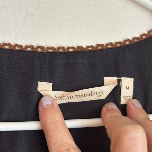 Soft Surroundings Radiant Splendor Topper Kimono Medium Black Brown Kimono Robe - Picture 6 of 8